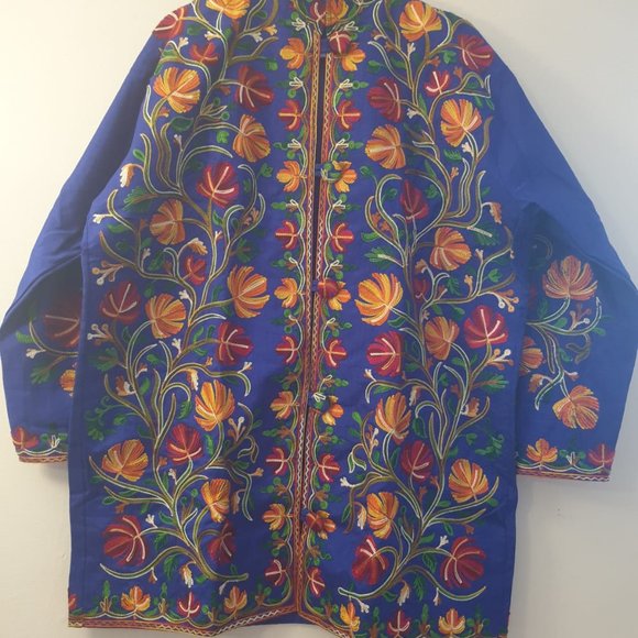 Bright Blue Embroidered Jacket - Picture 1 of 8